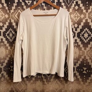 Women’s White Stag Long Sleeve Shirt, Perfectly White, Size XL, 100% Cotton